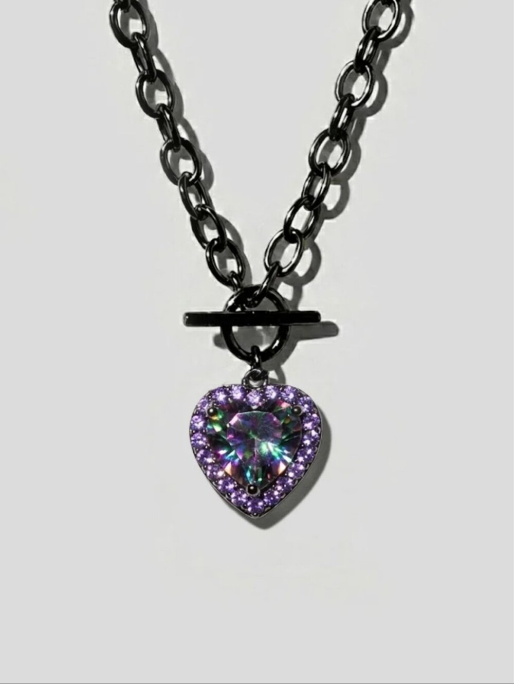Mystic Black Heart Toggle Chain Necklace By Oomiay